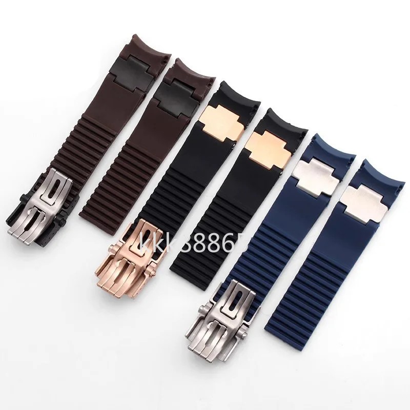 22mm Rubber Watch Band Strap Fits Ulysse Nardin Maxi Marine / Diver Black Blue