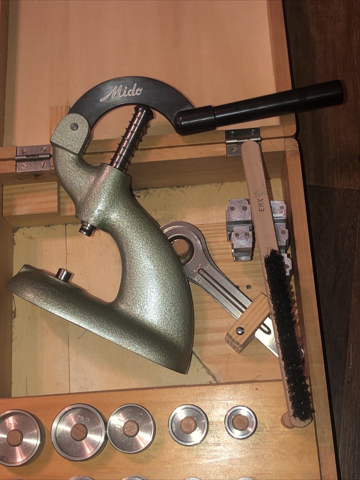Mido Watchmaker Crystal & Back Press Tool Set w/ Dies, Movement Holders Etc