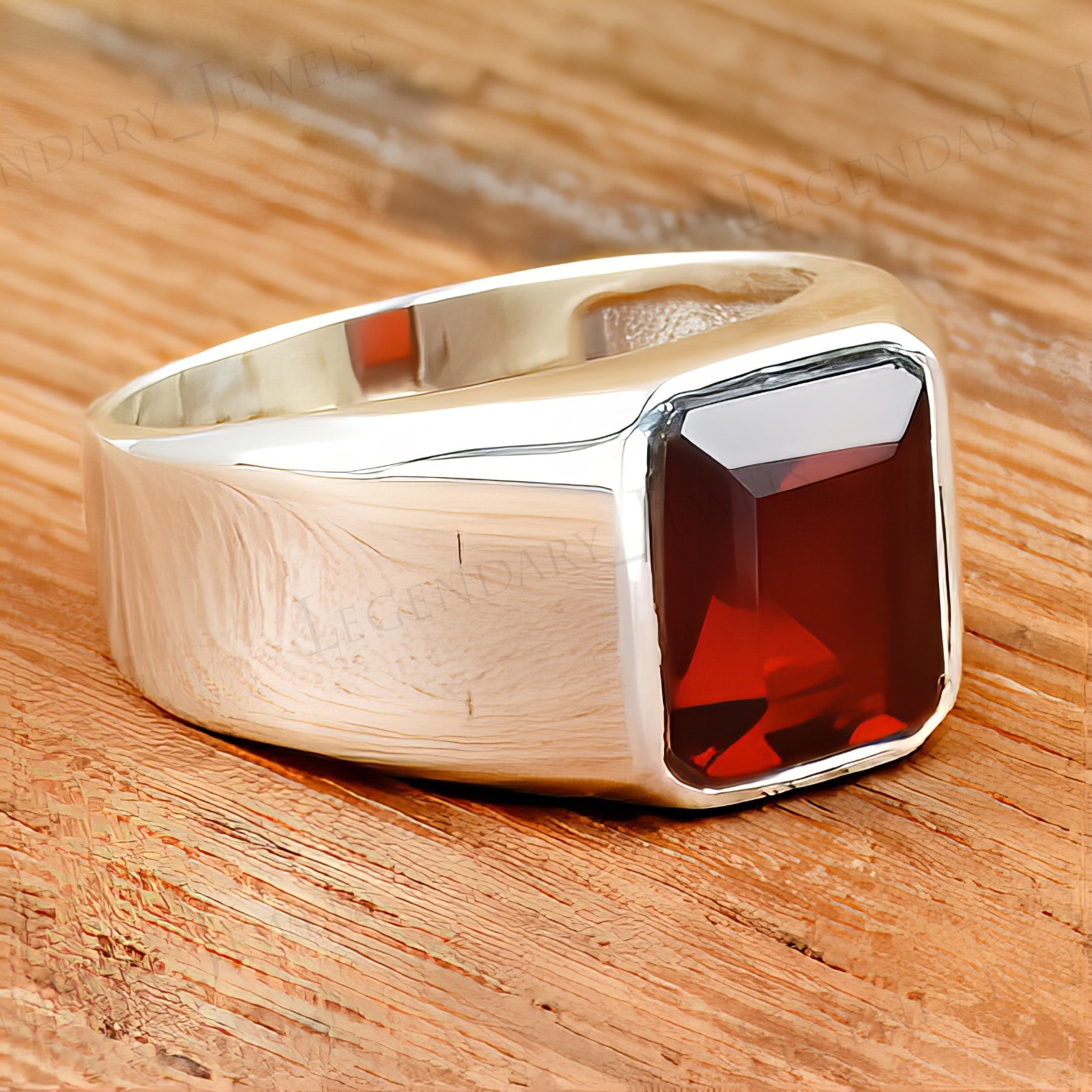 Red Ruby Gemstone With 925 Sterling Silver Handmade Ring for Men’s Stylish Ring