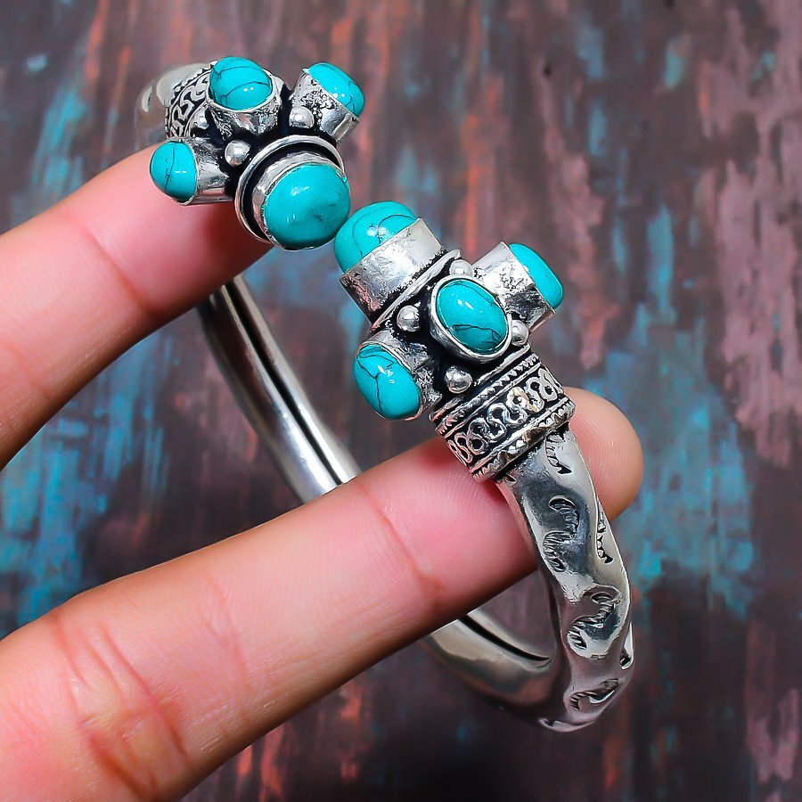 Santa Rosa Turquoise Gemstone Handmade Gift Cuff Bracelet Adjustable r823