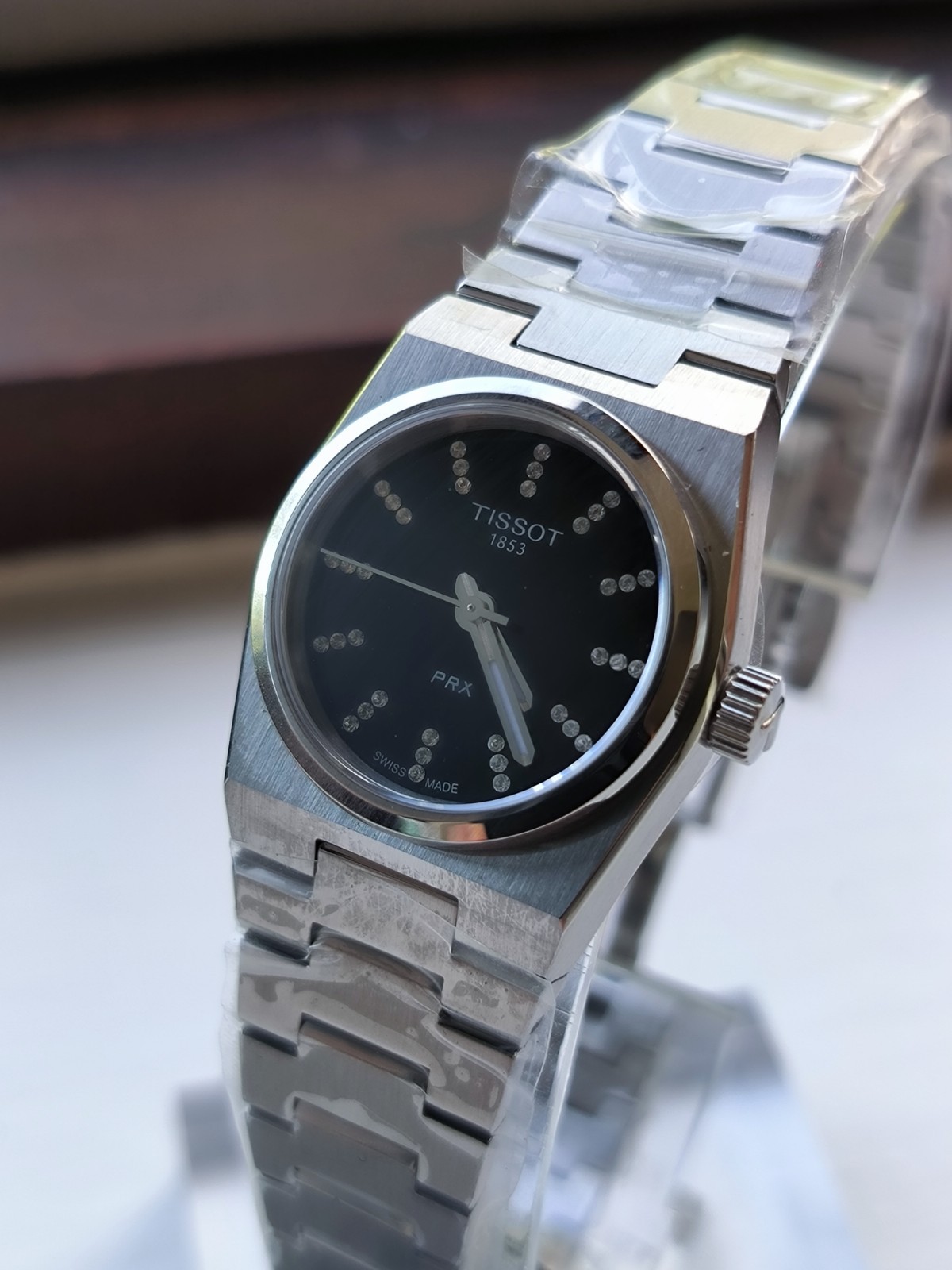 Tissot PRX, beautiful ladies black dial with diamond markers. Perfect gift
