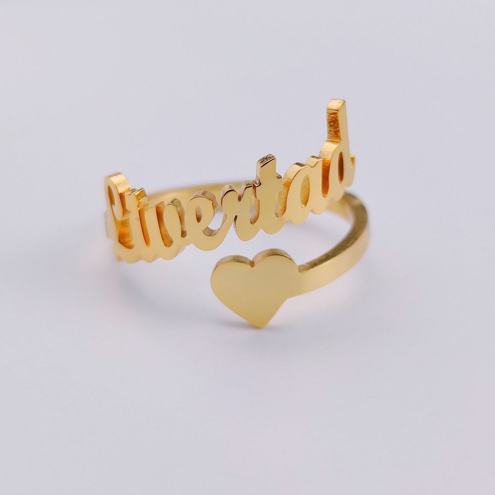 Personalized Name Ring Custom Engraved Stainless Steel Adjustable Band Gift