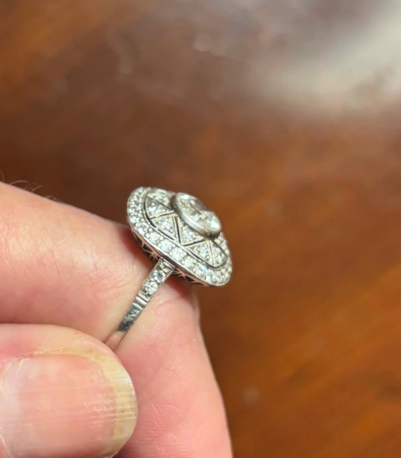 INVESTMENT GRADE 1.42ct Old European Cut Diamond Art Deco Platinum Ring VS/FG