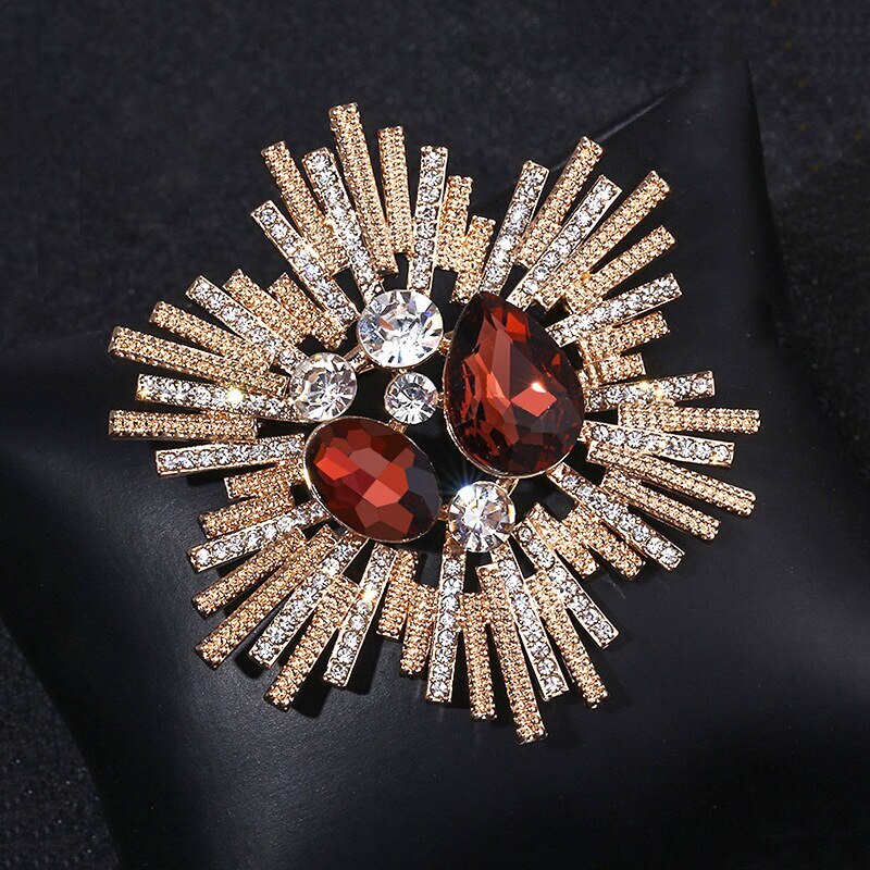 Vintage Crystal Flower Brooch Jewelry Zircon Brooches for Women Accessories