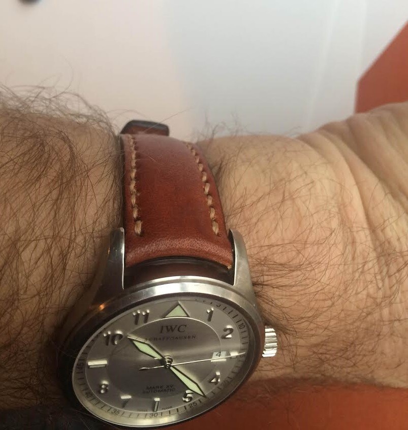 IWC Pilot Mark XV curved end leather strap watch band Made In Taiwan Cheergiant