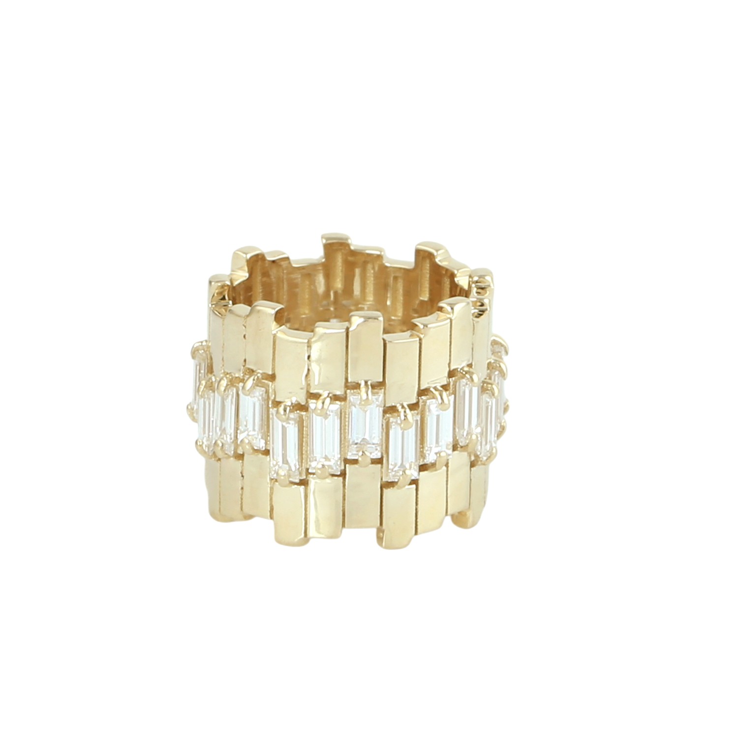 14K Yellow Gold Baguette Diamond Jewelry Finding Connector 1.11CT 11MM