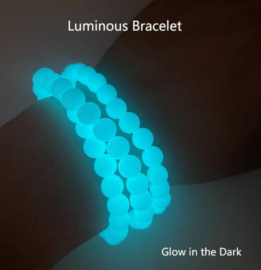 2pcs Luminous Stone Round Bead Bracelet Glow In The Dark Jewelry Party Gift