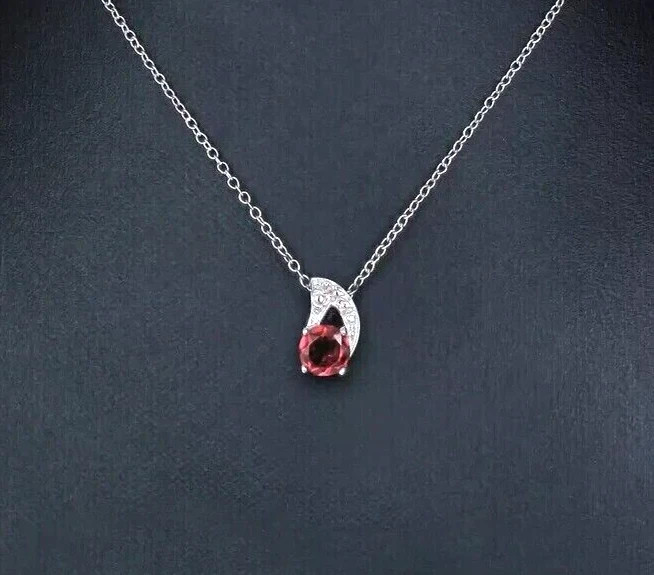 Teardrop Women’s Pendant 1.66Ct Round Lab-created Garnet 14K White Gold Plated