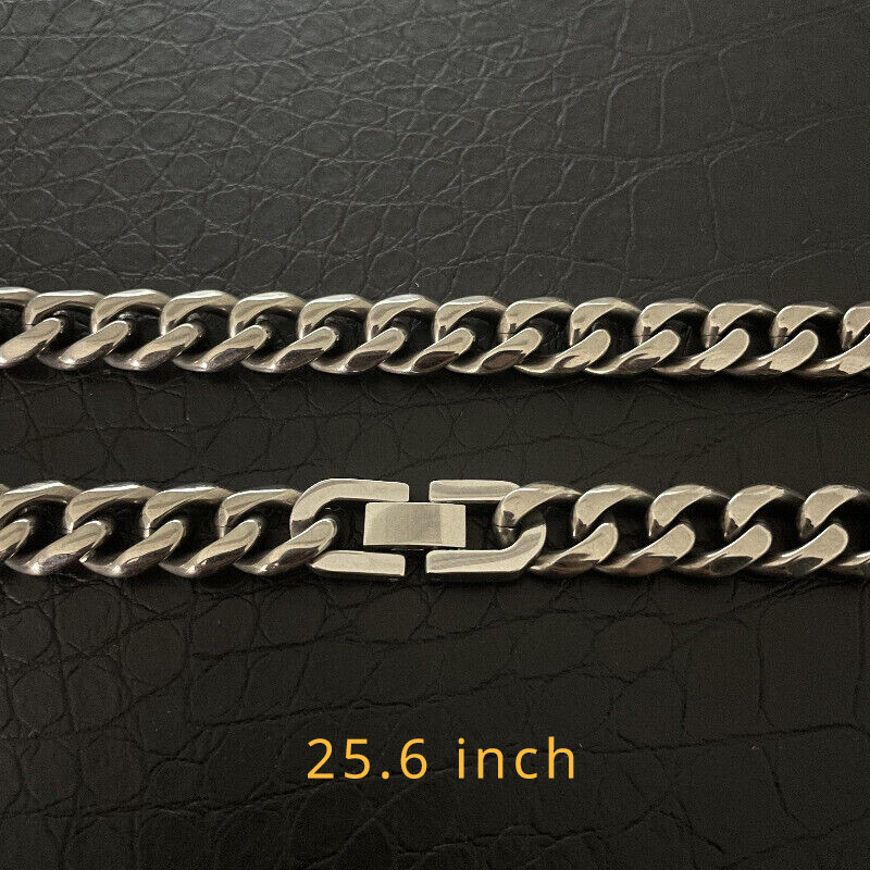TA1 Pure Titanium Necklace 10.5mm Grinding Six Faces Be Antiallergic 25.6 inch
