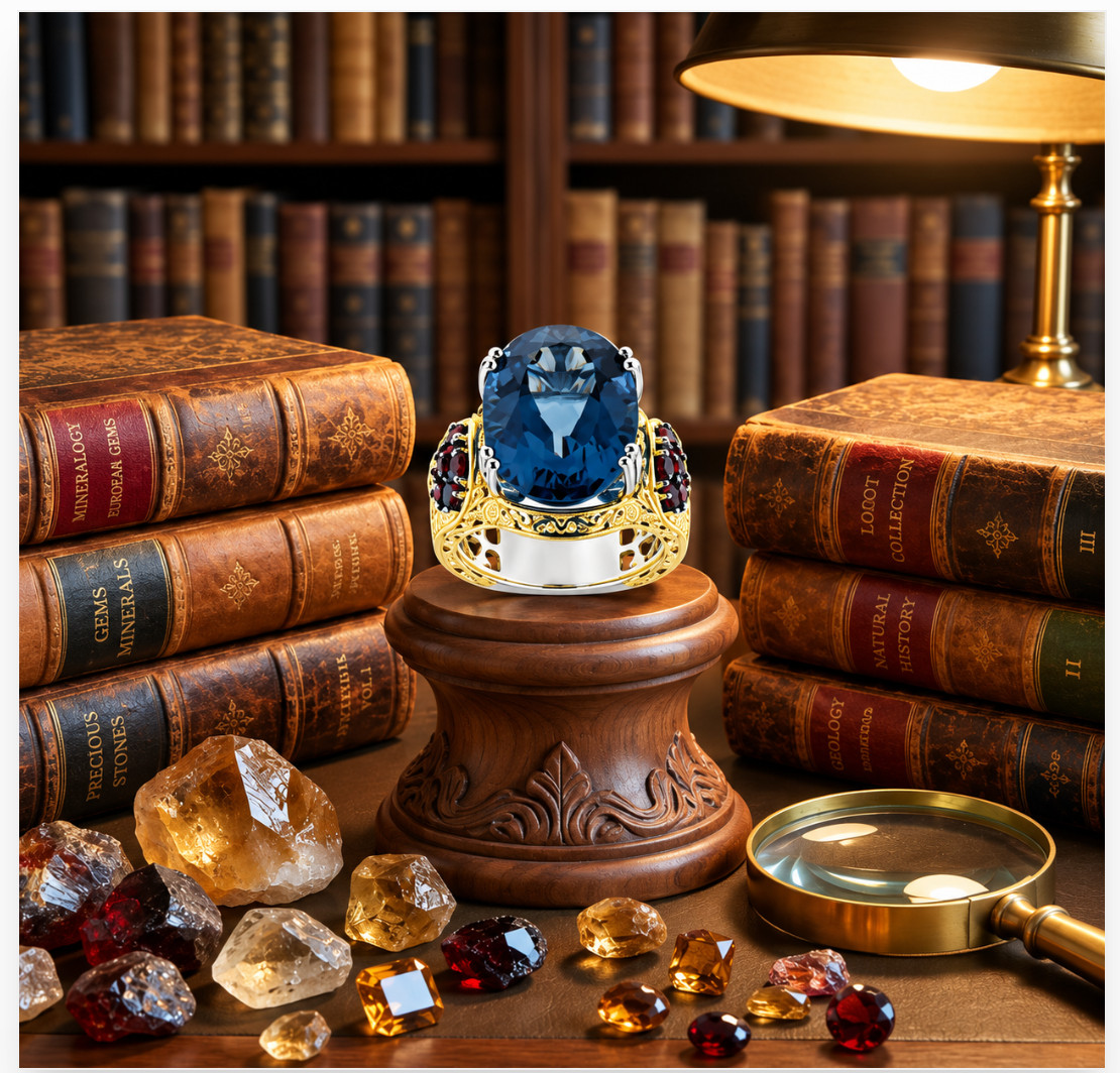 Gems En Vogue GEV215 London Blue Topaz Garnet Ring 11.54ctw Sz 8 Canada