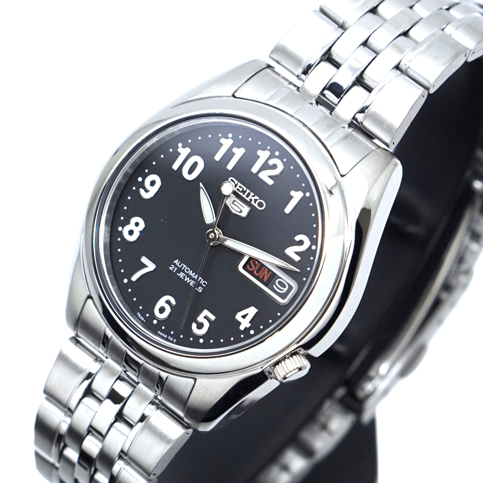 Seiko 5 Automatic 21 Jewel Black Dial Day/Date Analog SNK381K1 30M Mens Watch