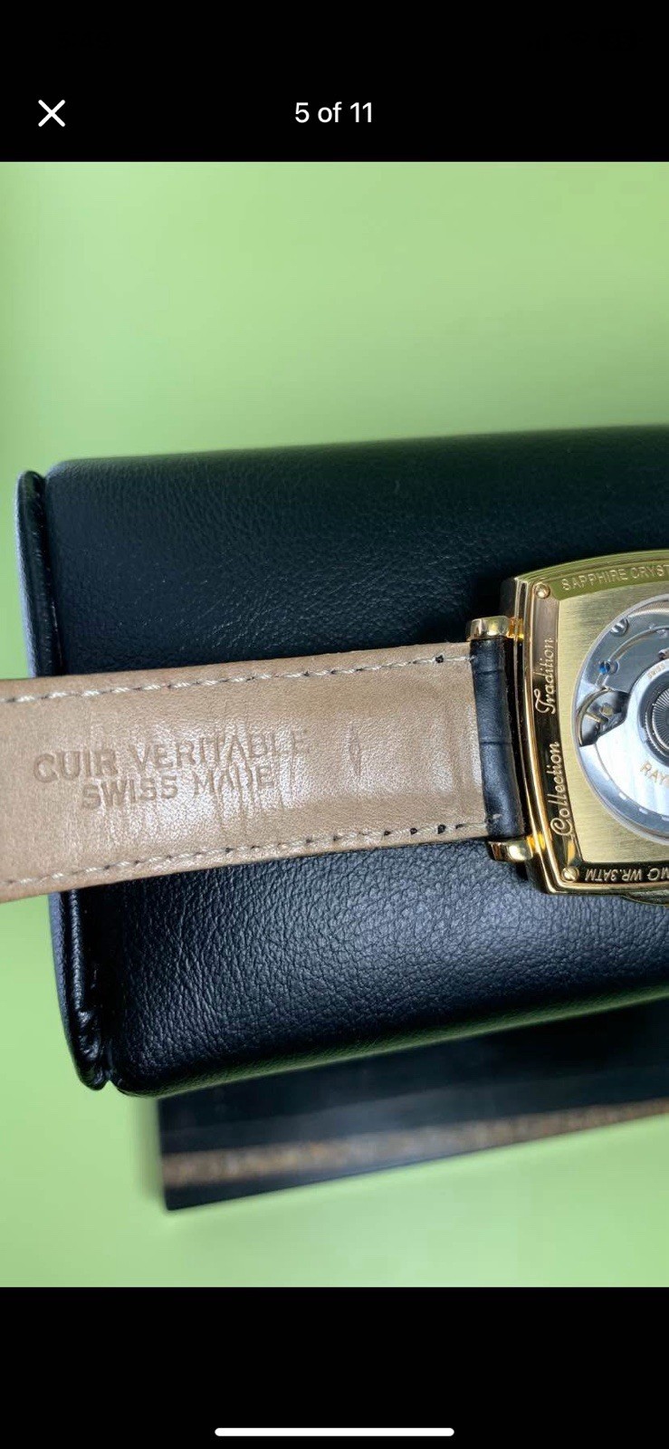 Raymond Weil Tradition Gold Plated Cream Dial Small Second Blue Hands Swiss
