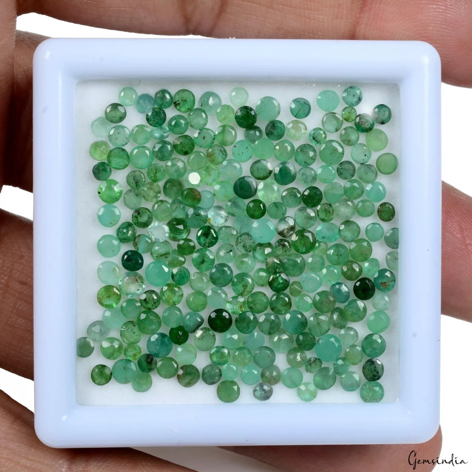 200 Pcs Natural Untreated Colombian Green Emerald 1.5mm-3mm Round Cut Gemstones