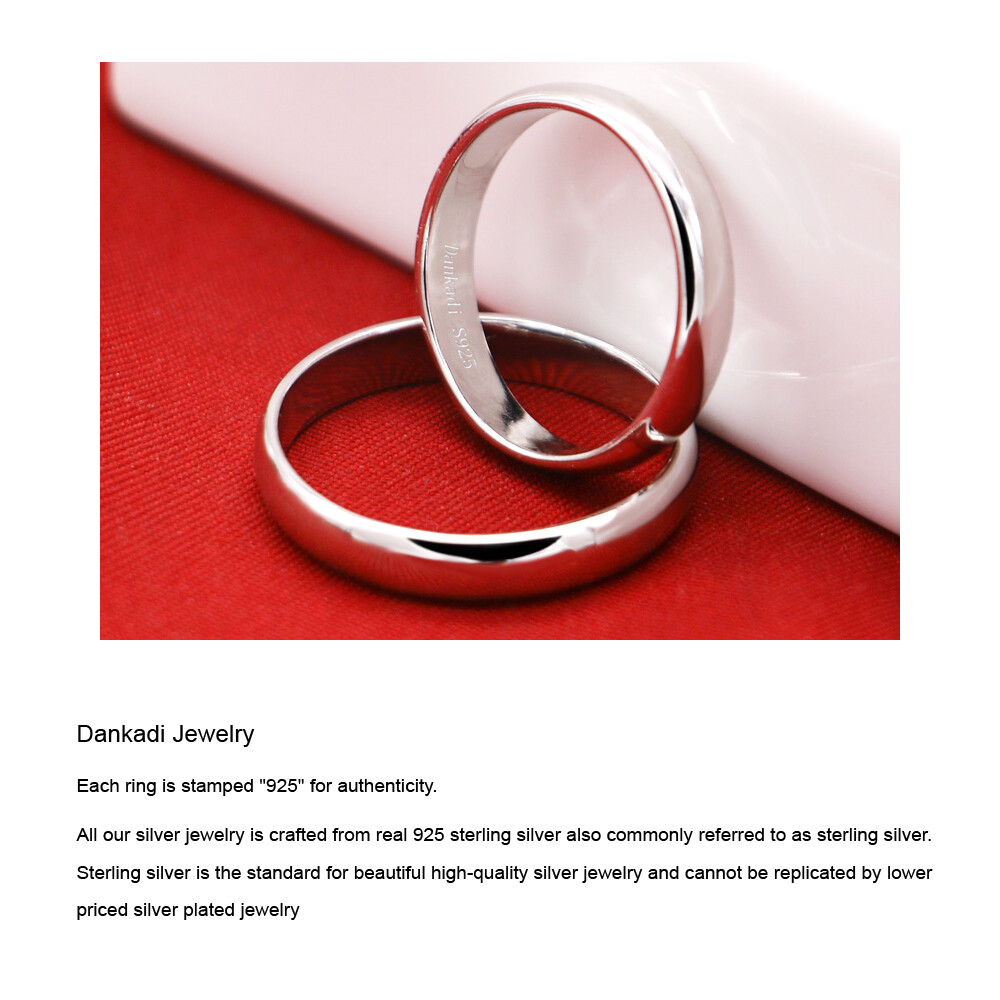 925 Sterling Silver Dome High Polish Plain Ring Classic Wedding Band Comfort Fit