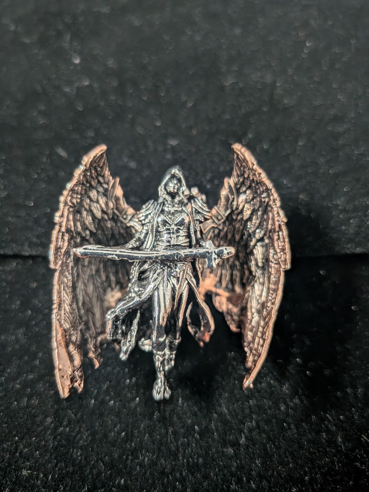 Archangel Michael Representation, W/Copper Wings, Stainless Steel, Pendant