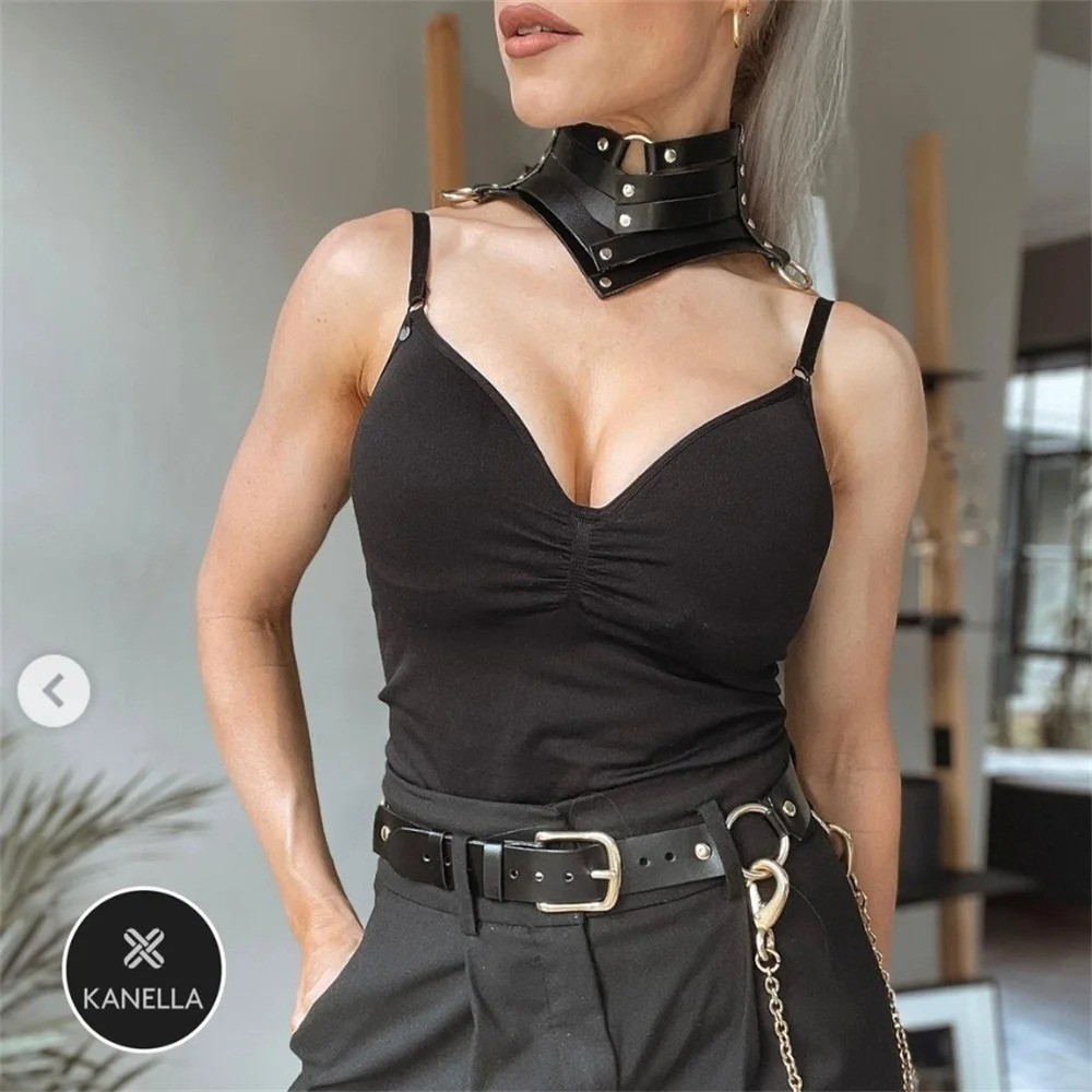 Black Gothic Punk Leather Choker Necklace Rivet Collar Beautiful Jewelry Gift