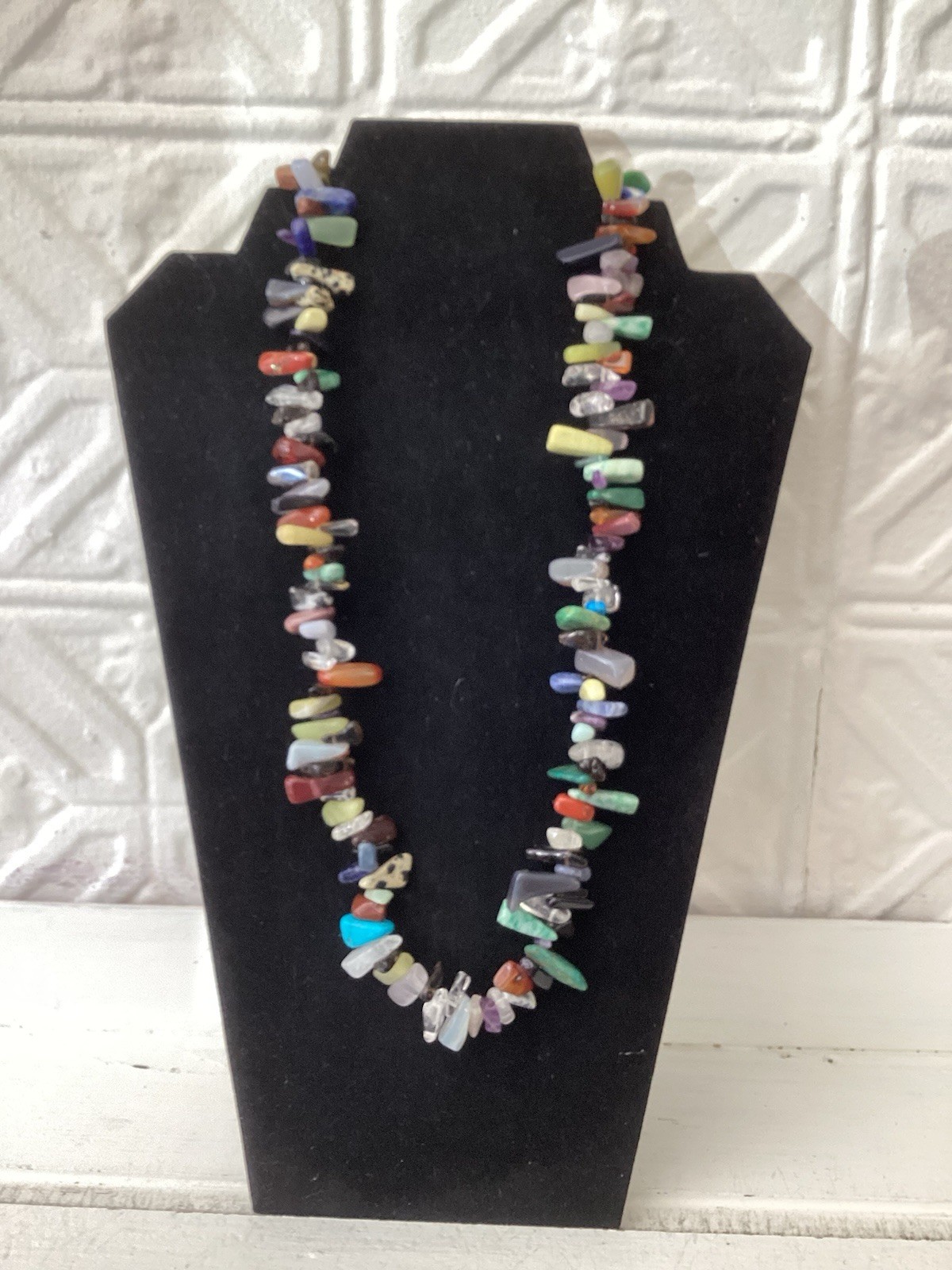 Multi Gemstone Chip/Chunky 24” Statement Piece With Sterling Silver Clasp