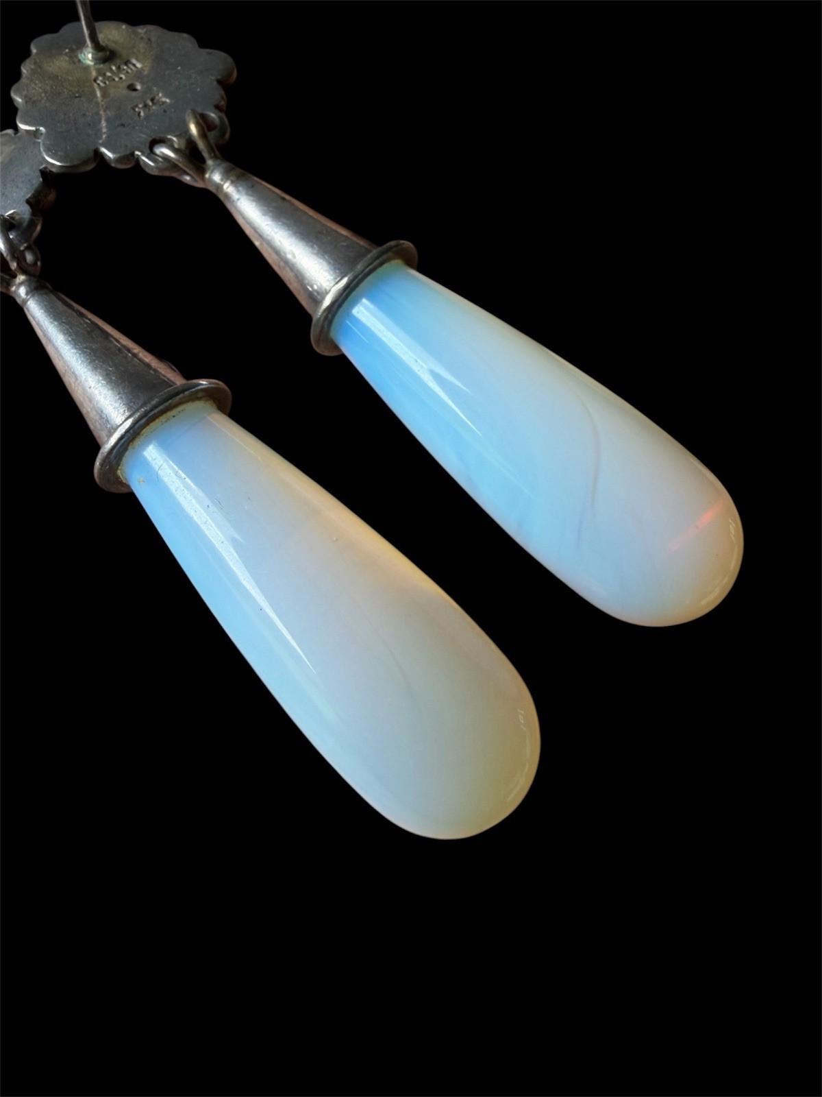 Sajen Sterling Silver Opalite & kyanite Drop Earrings 2 1/4 inches long