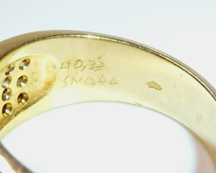Ring 585 Gold 0.33 ct. Diamonds 0.44ct. Emerald Size 57 18.1mm / 8.51g Excellent Condition