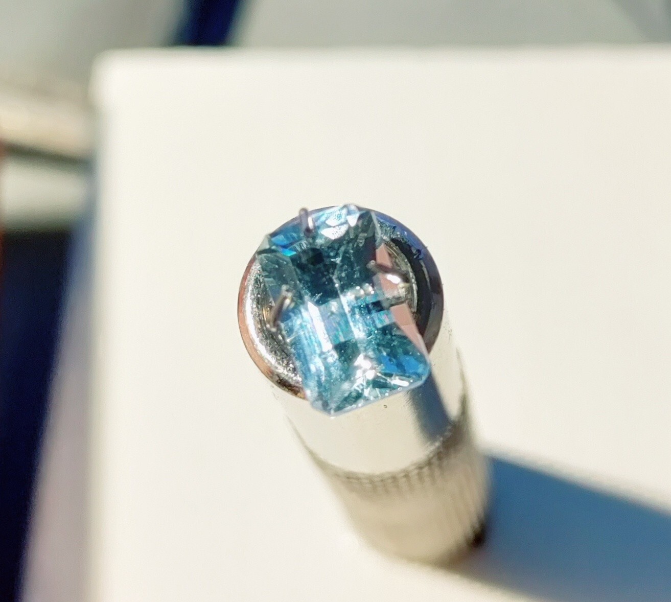 Natural Blue Aquamarine Rectangle Cut, Loose Gem 0.75 ct, 5×7 mm (1631)