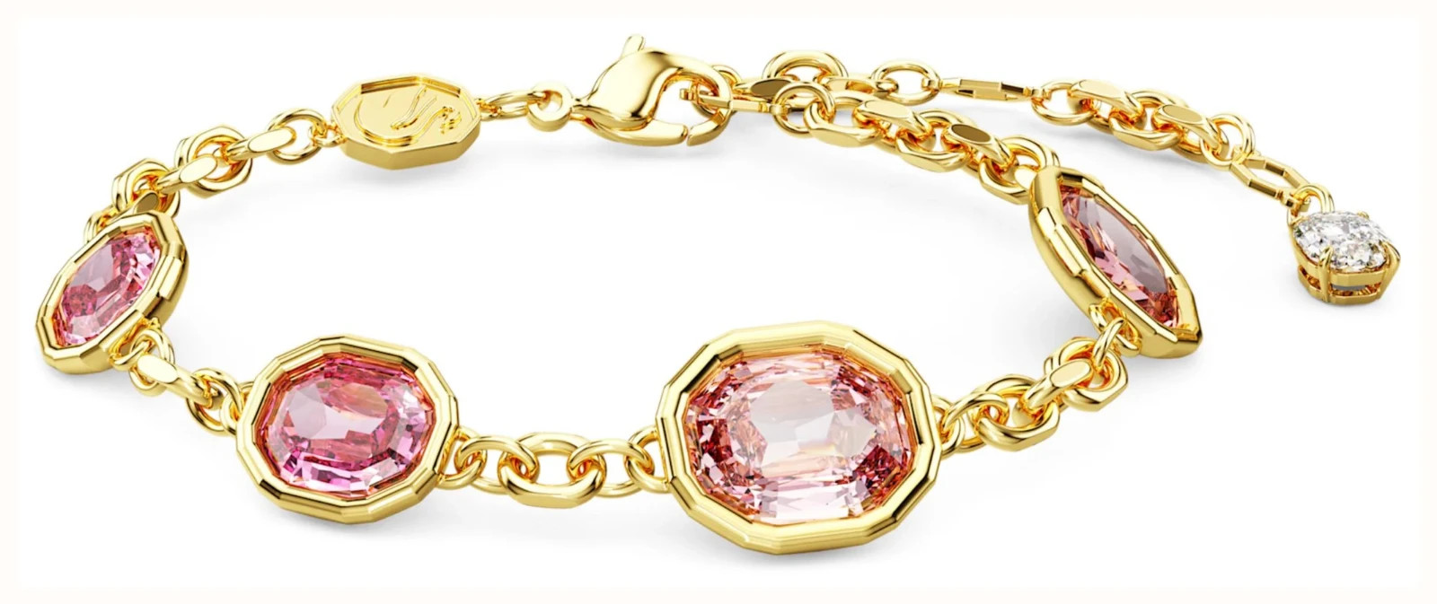 Swarovsk 5684537 Imber bracelet Octagon cut, Pink, Gold-tone plated