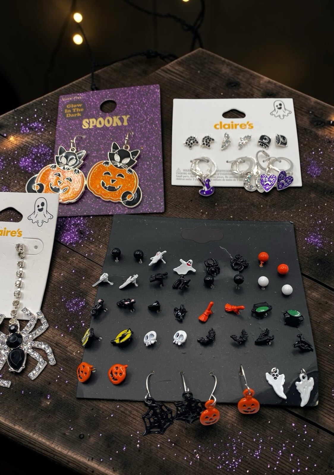 Lot Halloween Earrings Jewelry Lot Claire’s Ghost Pumpkin Spider Bat 40+ Pairs
