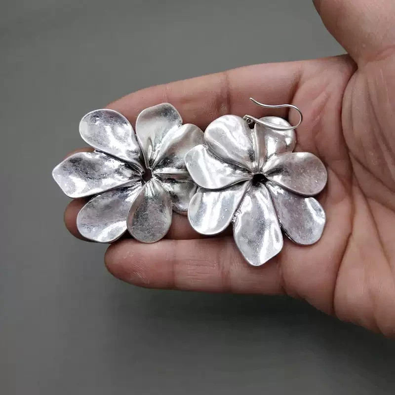 Robert Lee Morris Soho Large Flower Drop Earrings Gold Silver Statement Floral