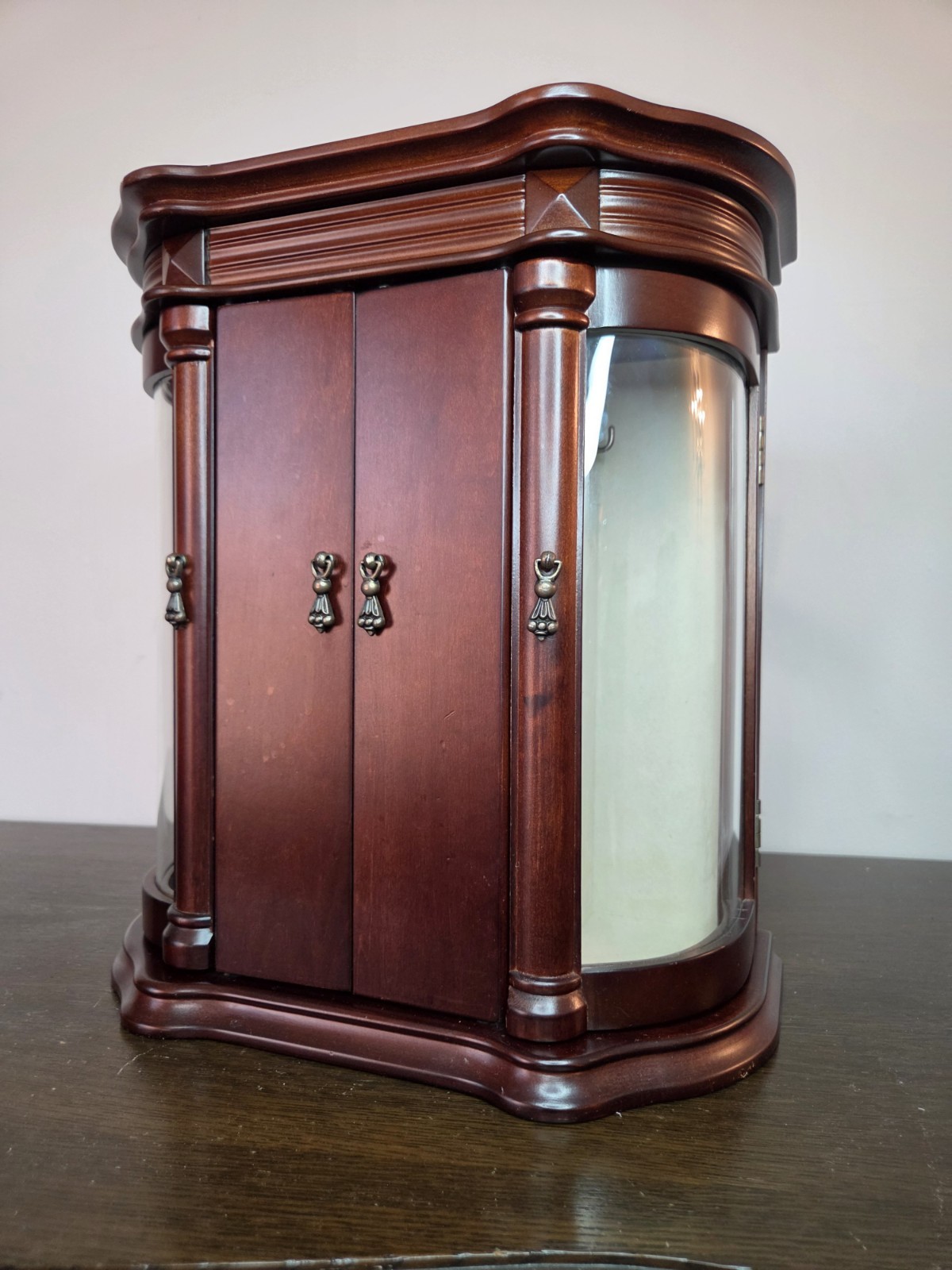 VTG Bombay Company Jewelry Armoire Cabinet -Table Top -Curved Glass -13″T×12″W