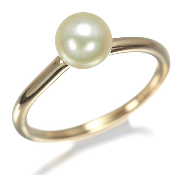 Auth TASAKI Ring Akoya Pearl 6.4mm US6-6.25 18K 750 Yellow Gold