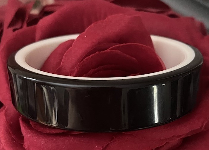 Vintage Black & White Plastic Resin Bangle Cuff Two Tone Bracelet 1950’s 1960’s