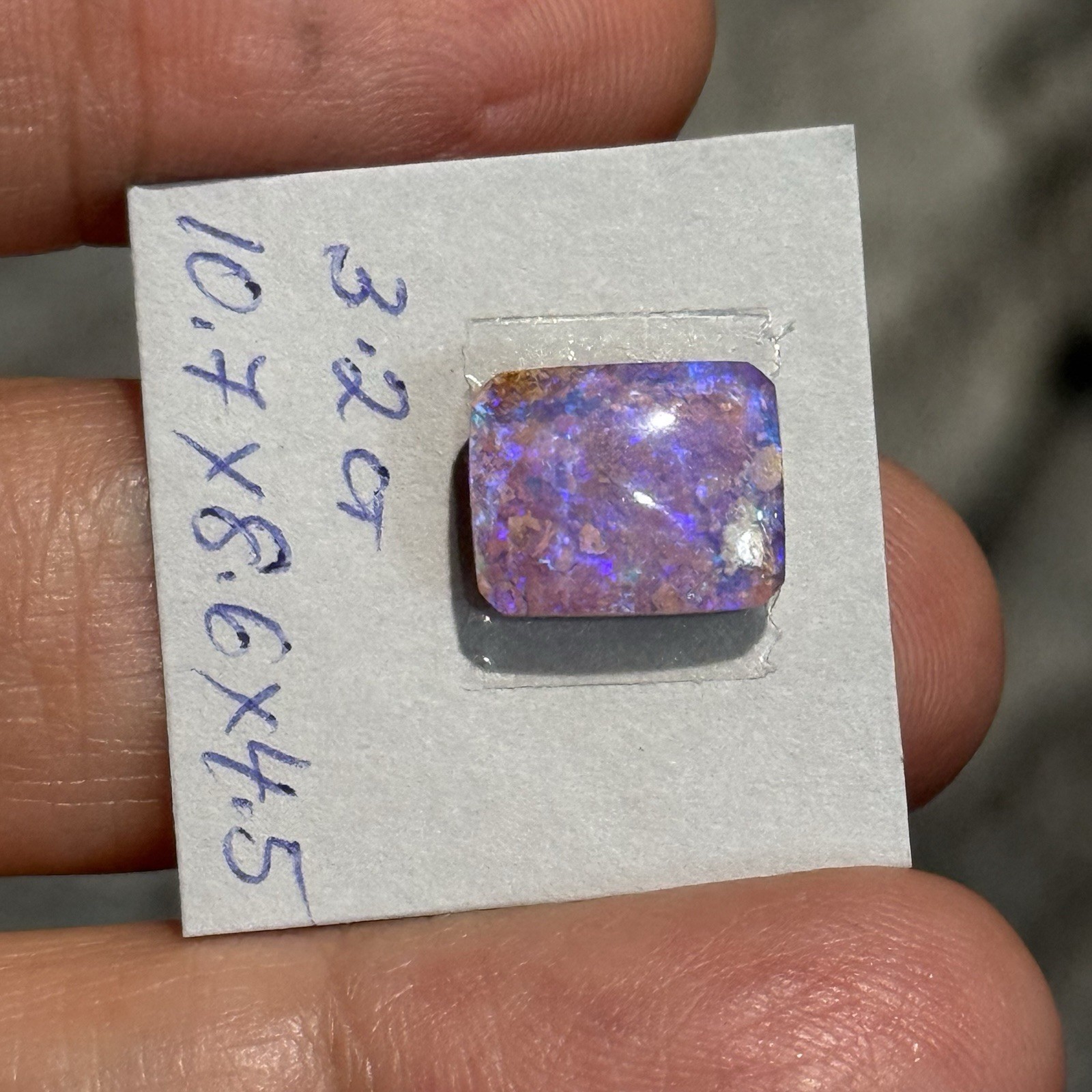 3.2ct 10.7×8.6×4.5mm Australian Boulder Purple Crystal Pipe Opal Cabochon Gem