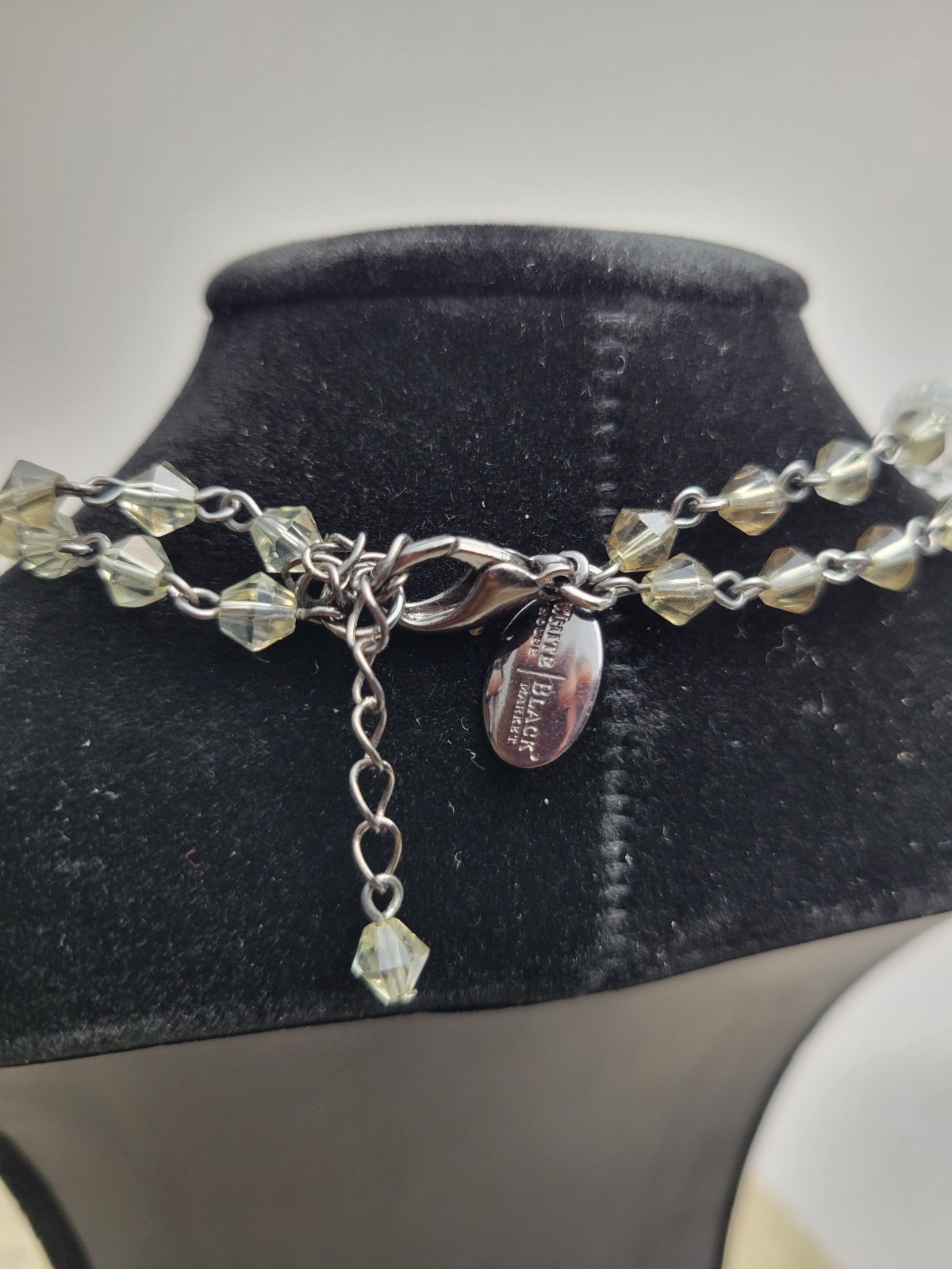 White House Black Market Silver-Tone Crystal Bead Long Necklace Two Strand…