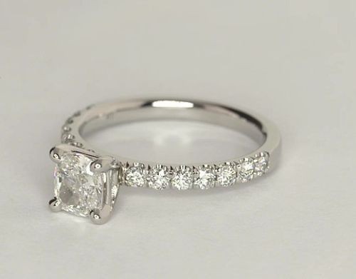 Cushion cut Lab Grown Diamond Wedding Ring 14K White Gold 1.06 Carat