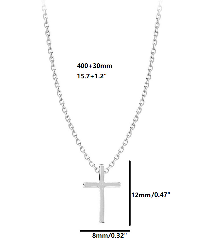 NEW Women’s 925 Sterling Silver Cross Plain & Simple Pendant Adjustable Necklace
