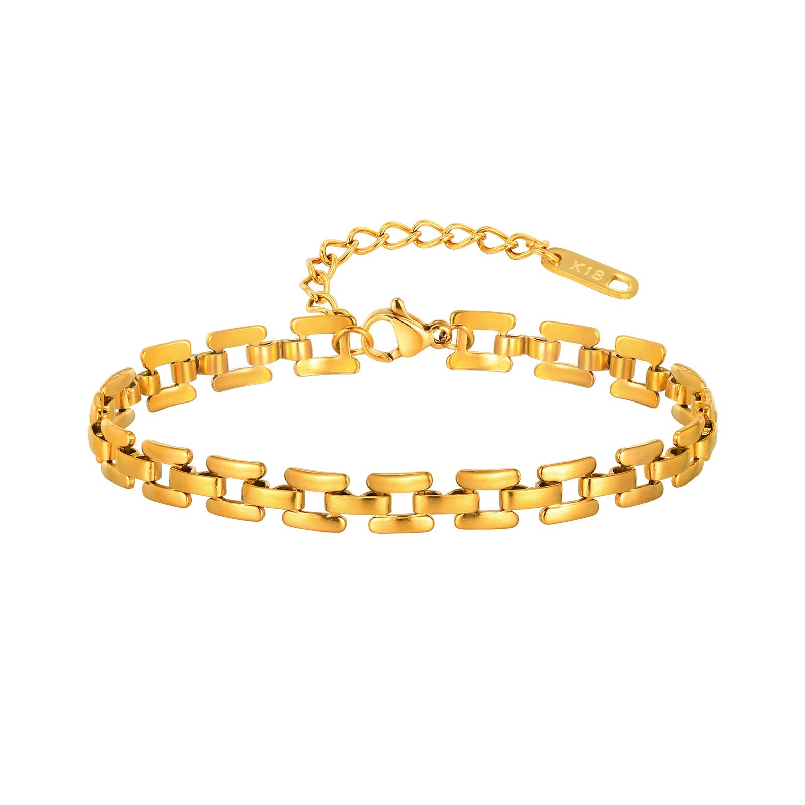 PVD Coated Real Gold Plated 18K Gold Chain Bracelet 201 Stainless Steel