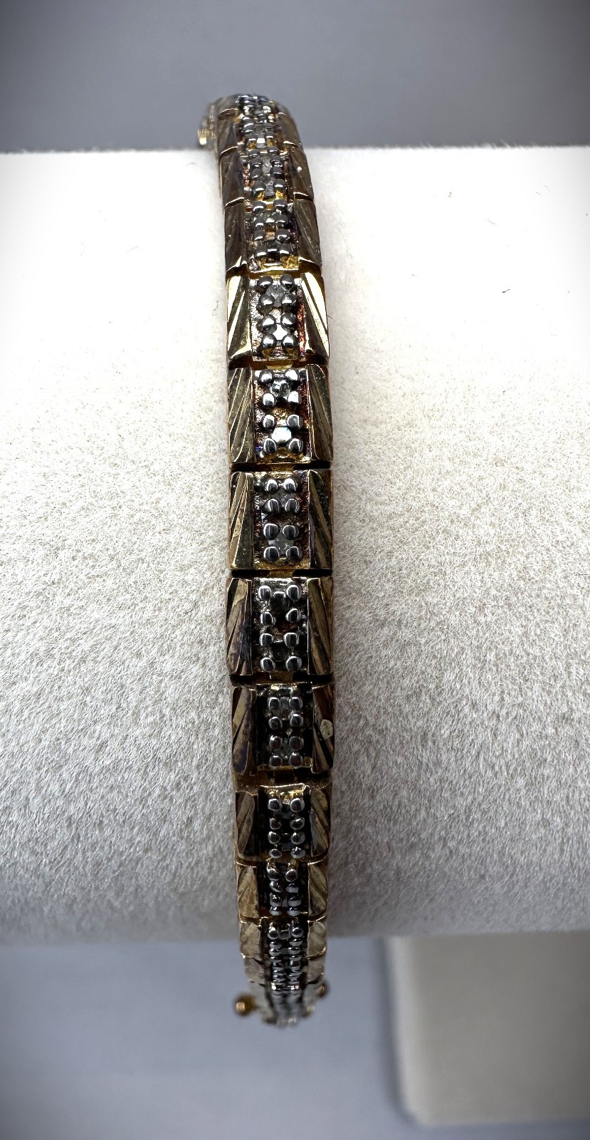 Tennis Bracelet Gold Plated 925 Silver Yellow Canary 7″. 11.82g Vermeil