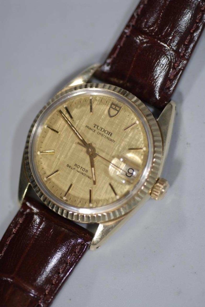 Rolex Tudor Prince OysterDate Solid Gold Bezel & Gold Capped Case 90735 – Rare!
