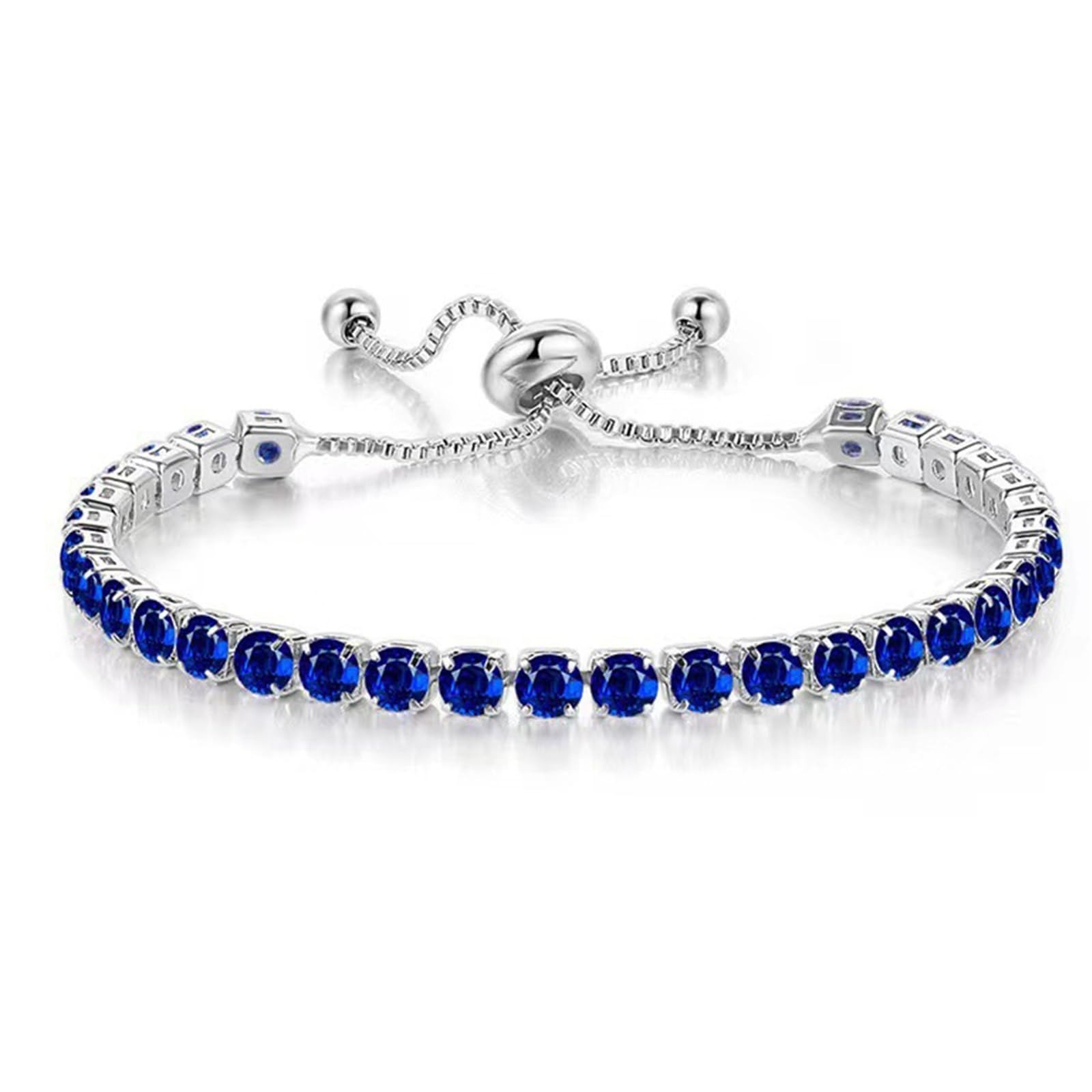 14K Gold Adjustable Tennis Bracelet with Colorful Rhinestones