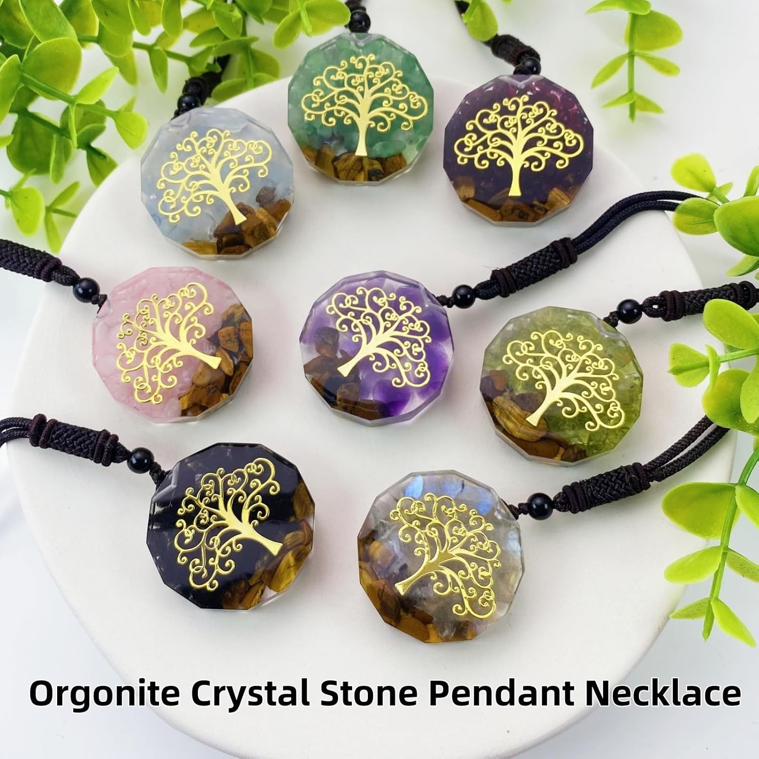 Healing Orgonite Tree of Life Crystal Necklace – Energy Talisman for Mindfulness