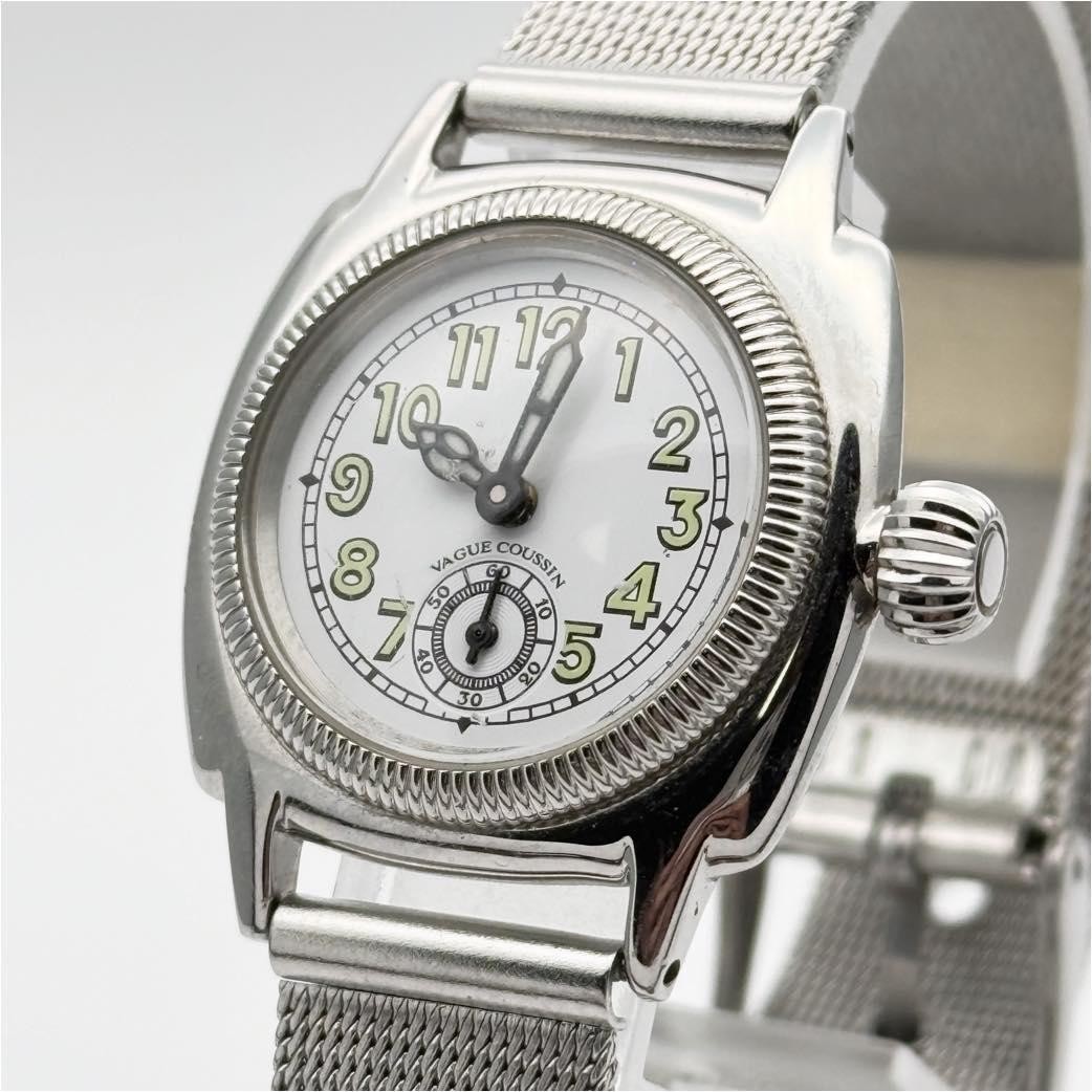 VAGUE WATCH CO COUSSIN Quartz Watch Silver Dial Stainless Steel Japan In hand