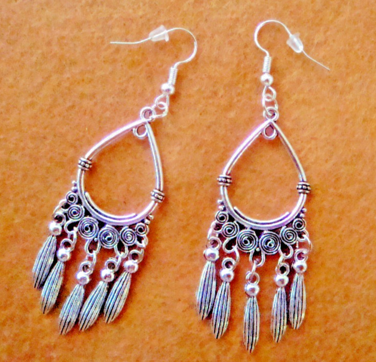 Tibetan Silver Plated Earrings Spiral Design Sterling Silver Ear Wire Hooks