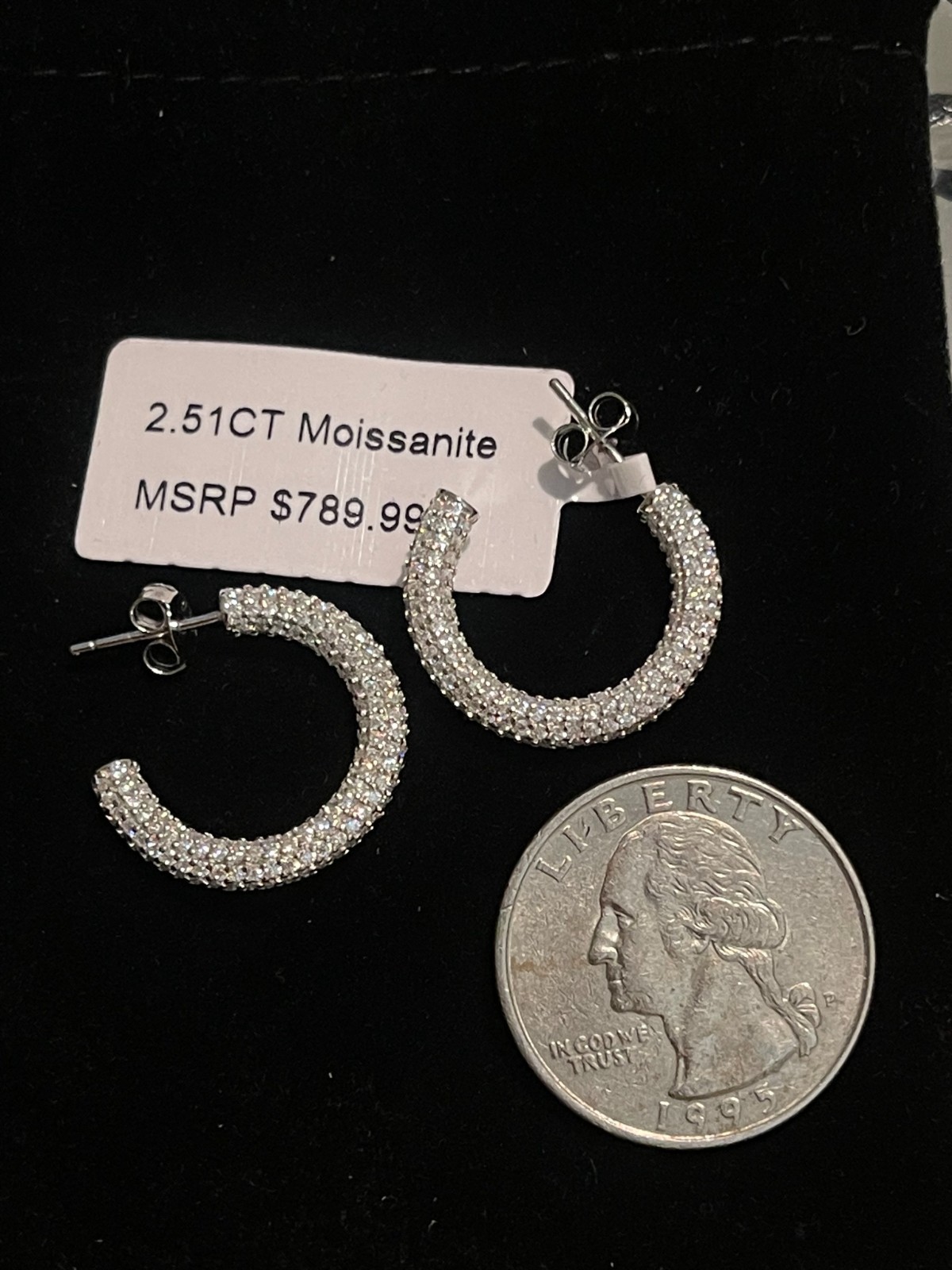 2.51CT Moissanite Hoop Earrings 925 Sterling Silver Pave Set