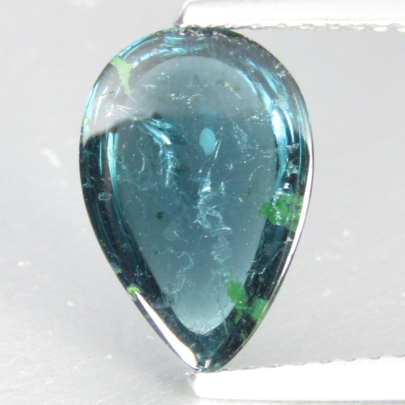 2.50Cts Shimmering Natural Blue Tourmaline Pear Cabochon Mozambique Gemstone