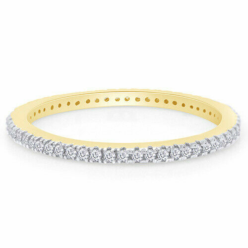 1/5 Micro Pave Setting Natural Diamond Eternity Wedding Band 10K, 14K Gold