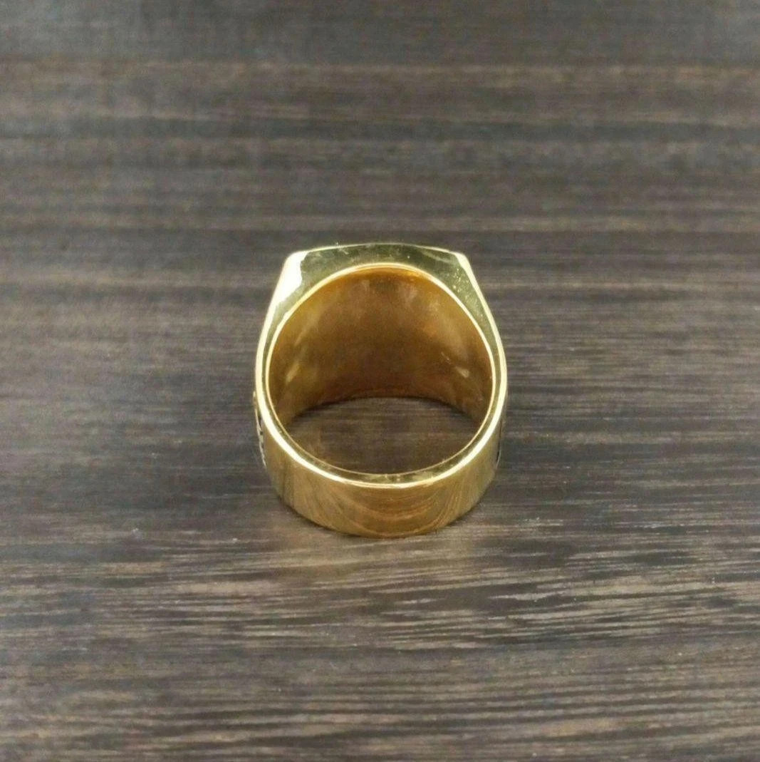 925 Sterling No Stone Men’s Philippine Eagle Design Ring 14K Yellow Gold Finish