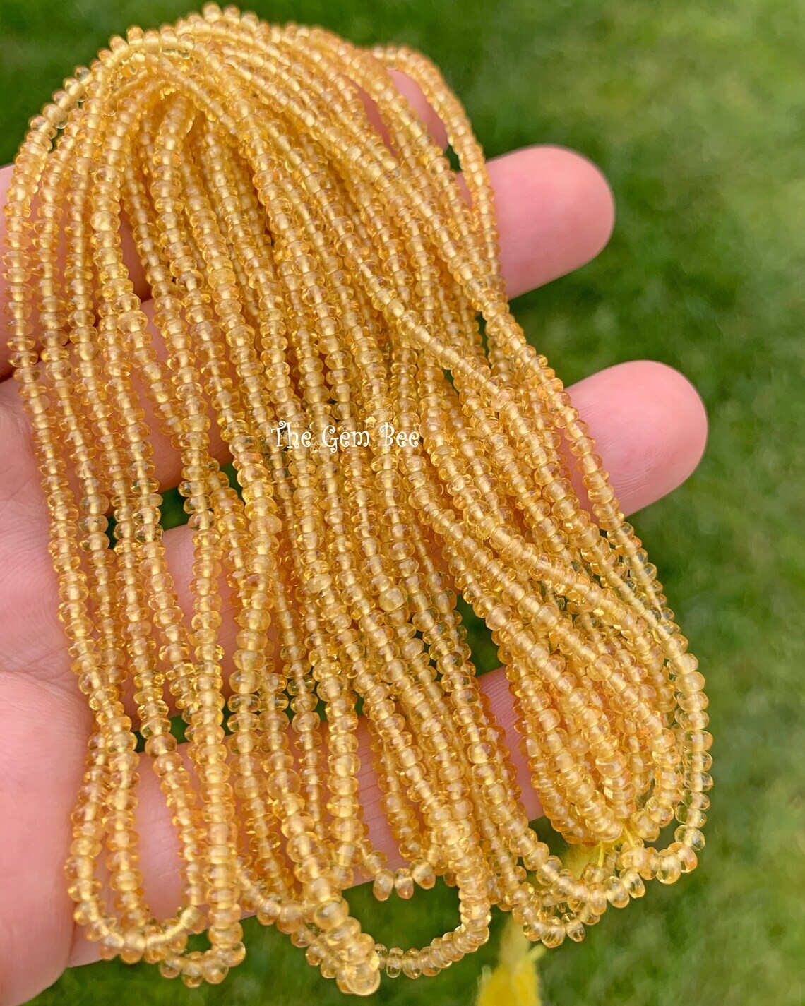 2.8mm Petite Natural Golden Yellow Sapphire Smooth Rondelle Beads 16″ Strand