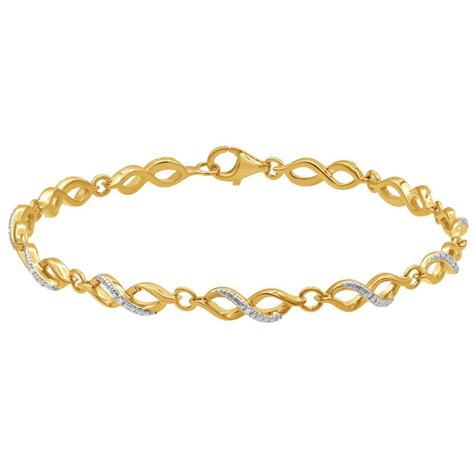 0.02 Ct 925 Sterling Silver Diamond Accent Infinity Link Bracelet Gift For Her