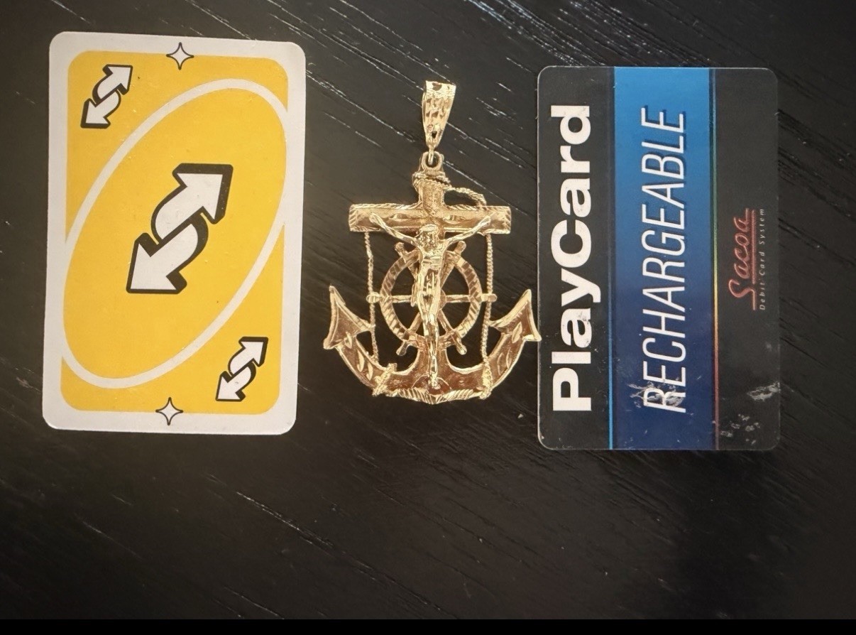 Xl 10k Yellow Gold Religious Anchor Cross Pendant Charm 14.4 grams