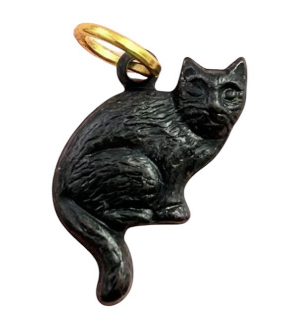 Cat Charm Pendant Black Cat Gift For Her Blackened Brass Cat Jewelry Tiny Kitten