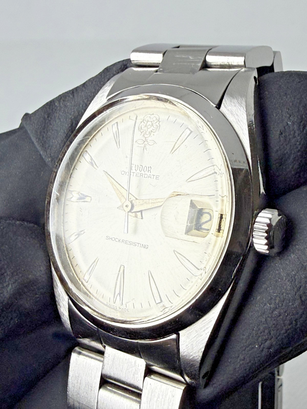 TUDOR Oyster Big Rose 7962 Manual Wind Silver Dial Vintage Watch